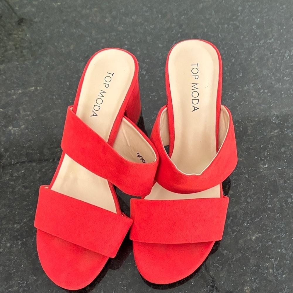 TOP Moda Women's Vibrant Red Wedges